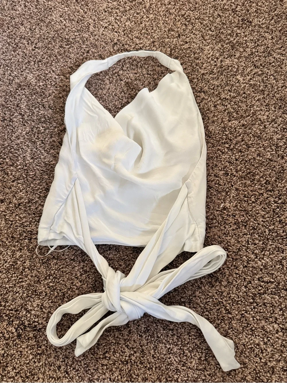Zara White Draped Halter Camisole